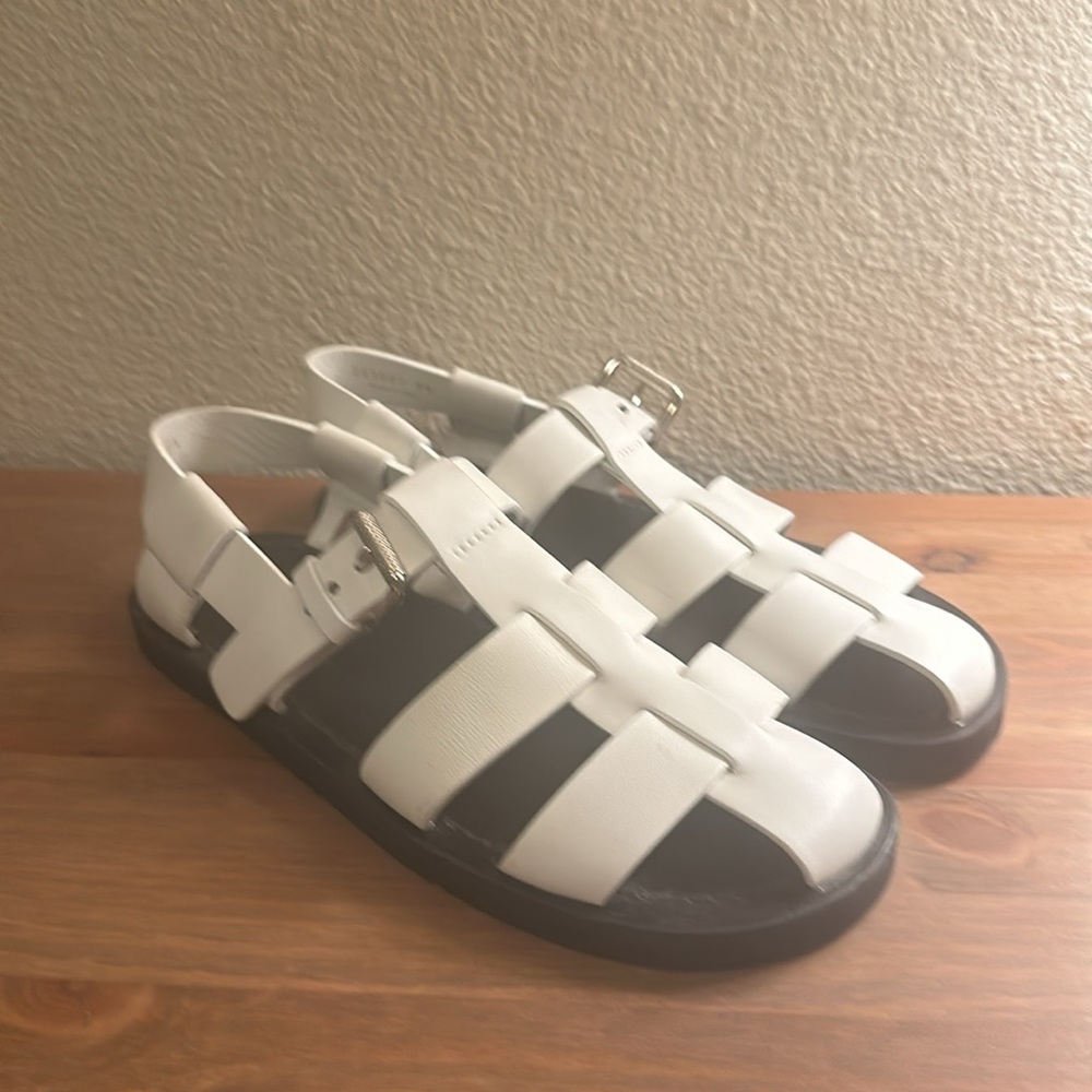 PRADA FISHERMAN SANDALS SHOES 2X3007 WHITE LEATHER
